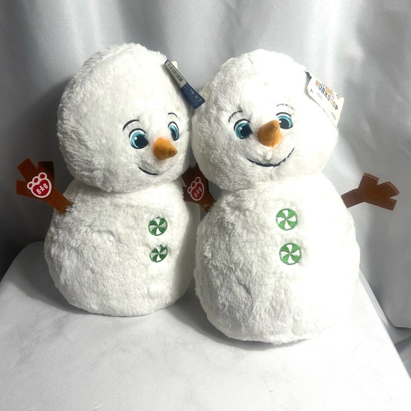 Build A Bear Twin Boy Set White Plush Snowman Toy Christmas Stuffed Animals NWT - Picture 5 of 10